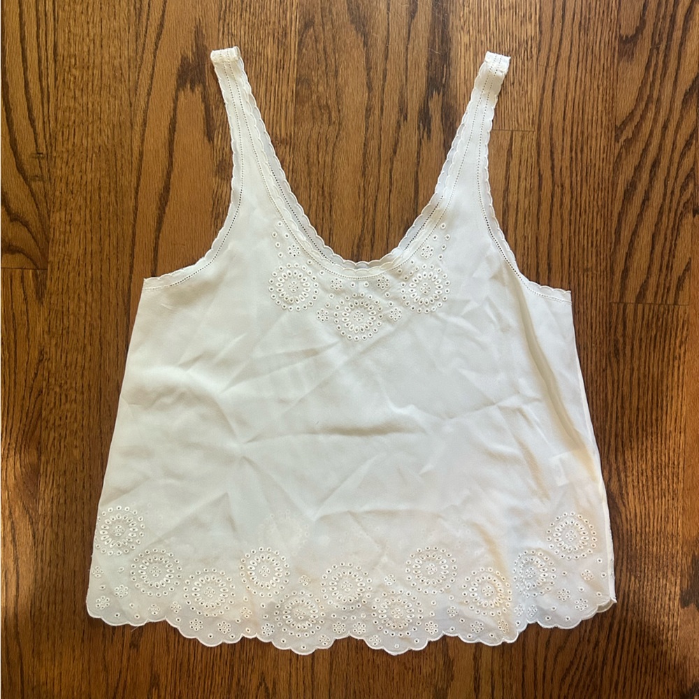 Joie White Lace Trim Camisole